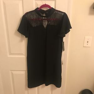 Zara Shift Crepe Dress w/ Lace